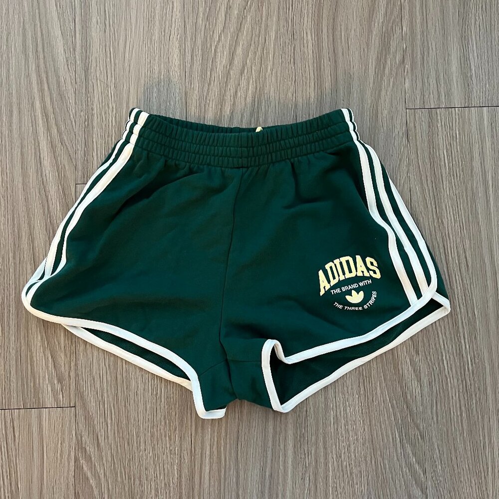 Adidas Green Vrct Graphic Shorts With Letter Logo and Colorblock Shorts (Size S)